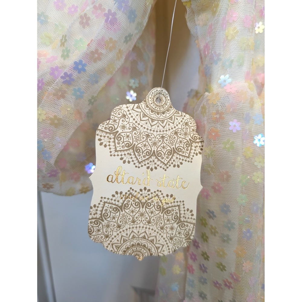 Altar'd State Floral Sequin Cream Mini Dress - Picture 8 of 10